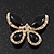 Black Enamel Diamante Butterfly Brooch In Light Gold Metal - 3cm Length - view 4