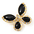 Black Enamel Diamante Butterfly Brooch In Light Gold Metal - 3cm Length - view 5