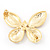 Black Enamel Diamante Butterfly Brooch In Light Gold Metal - 3cm Length - view 3