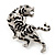 'Roaring Tiger' Brooch In Rhodium Plated Metal - view 1