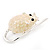 Small Milky White Sequin 'Mouse' Brooch In Rhodium Plated Metal - view 3