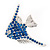 Blue Crystal Exotic 'Fish' Brooch In Rhodium Plated Metal - view 6