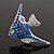 Blue Crystal Exotic 'Fish' Brooch In Rhodium Plated Metal - view 2