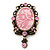 Light Pink Crystal Cameo 'Regal Lady' Brooch In Antique Gold Plating