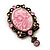 Light Pink Crystal Cameo 'Regal Lady' Brooch In Antique Gold Plating - view 2