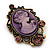 Purple Crystal Cameo 'Regal Lady' Brooch In Antique Gold Plating - view 2