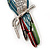 Oversized Multicoloured Enamel 'Parrot' Brooch In Silver Plated Metal - 10cm Length - view 3
