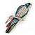Oversized Multicoloured Enamel 'Parrot' Brooch In Silver Plated Metal - 10cm Length - view 4