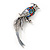 Multicoloured Exotic Bird Brooch In Silver Tone Metal - view 2