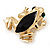 Small Black Enamel 'Frog' Brooch In Gold Plated Metal - 2.5cm Length - view 4