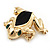 Small Black Enamel 'Frog' Brooch In Gold Plated Metal - 2.5cm Length - view 6