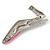 Bright Pink/Black Diamante Enamel 'Shoe' Brooch In Silver Plated Metal - 5cm Width - view 5
