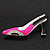 Bright Pink/Black Diamante Enamel 'Shoe' Brooch In Silver Plated Metal - 5cm Width - view 2