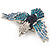 Blue Swarovski Crystal 'Flying Bird' Brooch In Rhodium Plated Metal - 5cm Length - view 8