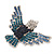 Blue Swarovski Crystal 'Flying Bird' Brooch In Rhodium Plated Metal - 5cm Length - view 6