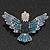 Blue Swarovski Crystal 'Flying Bird' Brooch In Rhodium Plated Metal - 5cm Length - view 2