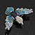 Blue Swarovski Crystal 'Flying Bird' Brooch In Rhodium Plated Metal - 5cm Length - view 4