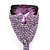 Purple/Lavender Swarovski Crystal 'Glass Of Champagne' Brooch In Rhodium Plated Metal - 6cm Length - view 3