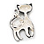 'Mother & Baby Cat Family' Brooch In Silver Tone Metal - 4.5cm Length - view 2