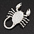 Diamante 'Scorpion' Brooch In Silver Tone Metal - 5.5cm Length - view 2