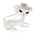 'Lady Cat In The Crystal Hat' Brooch In Silver Tone Metal - 5cm Length - view 2