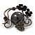 Black Tone Metal Floral Brooch - 4.5cm Diameter - view 2