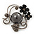 Black Tone Metal Floral Brooch - 4.5cm Diameter - view 5