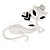 White Matte Enamel 'Lady Cat With Black Rose' Brooch In Silver Tone Metal - 5.5cm Length - view 2