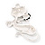 White Matte Enamel 'Lady Cat With Black Rose' Brooch In Silver Tone Metal - 5.5cm Length - view 4