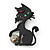 Black Matte 'Kitty With Green Eyes' Brooch - 5.5cm Length - view 3