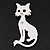 White Matte Enamel 'Cat' Brooch In Silver Tone Metal - 7cm Length - view 2