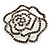 Silver Tone Ash Grey Swarovski Crystal 'Rose' Brooch - 6cm Diameter - view 3