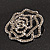 Silver Tone Ash Grey Swarovski Crystal 'Rose' Brooch - 6cm Diameter - view 2