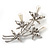 Fancy Faux Pearl Floral Brooch In Silver Tone Metal - 6.5cm Length - view 3