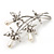 Fancy Faux Pearl Floral Brooch In Silver Tone Metal - 6.5cm Length - view 4