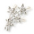 Fancy Faux Pearl Floral Brooch In Silver Tone Metal - 6.5cm Length - view 5