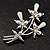 Fancy Faux Pearl Floral Brooch In Silver Tone Metal - 6.5cm Length - view 2