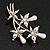 Fancy Faux Pearl Floral Brooch In Silver Tone Metal - 6.5cm Length - view 6