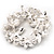 Black Enamel Simulated Pearl Crystal Wreath Brooch In Silver Tone Finish - 5cm Diameter - view 5