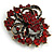 Burgundy Red & Jet-Black Diamante Corsage Brooch (Antique Gold Tone) - view 3
