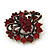 Burgundy Red & Jet-Black Diamante Corsage Brooch (Antique Gold Tone) - view 11