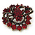 Burgundy Red & Jet-Black Diamante Corsage Brooch (Antique Gold Tone) - view 7