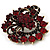 Burgundy Red & Jet-Black Diamante Corsage Brooch (Antique Gold Tone) - view 6