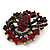 Burgundy Red & Jet-Black Diamante Corsage Brooch (Antique Gold Tone) - view 8
