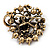 Burgundy Red & Jet-Black Diamante Corsage Brooch (Antique Gold Tone) - view 9