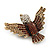 Clear / Citrine / Amber Coloured Swarovski Crystal 'Flying Bird' Brooch In Gold Plated Metal - 5cm Length