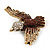 Clear / Citrine / Amber Coloured Swarovski Crystal 'Flying Bird' Brooch In Gold Plated Metal - 5cm Length - view 7