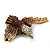 Clear / Citrine / Amber Coloured Swarovski Crystal 'Flying Bird' Brooch In Gold Plated Metal - 5cm Length - view 5