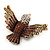 Clear / Citrine / Amber Coloured Swarovski Crystal 'Flying Bird' Brooch In Gold Plated Metal - 5cm Length - view 9