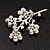 White Faux Pearl Floral Brooch In Silver Tone Metal - 6cm Length - view 5